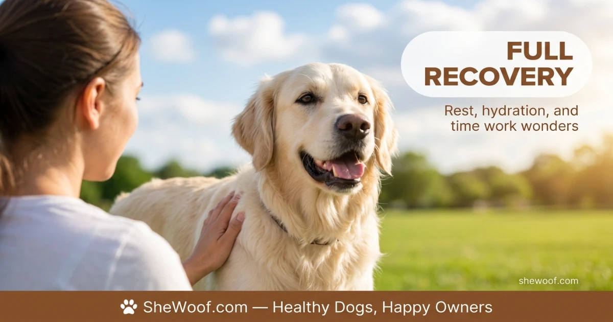 Healthy dog sitting with owner after recovering from a mild cold
