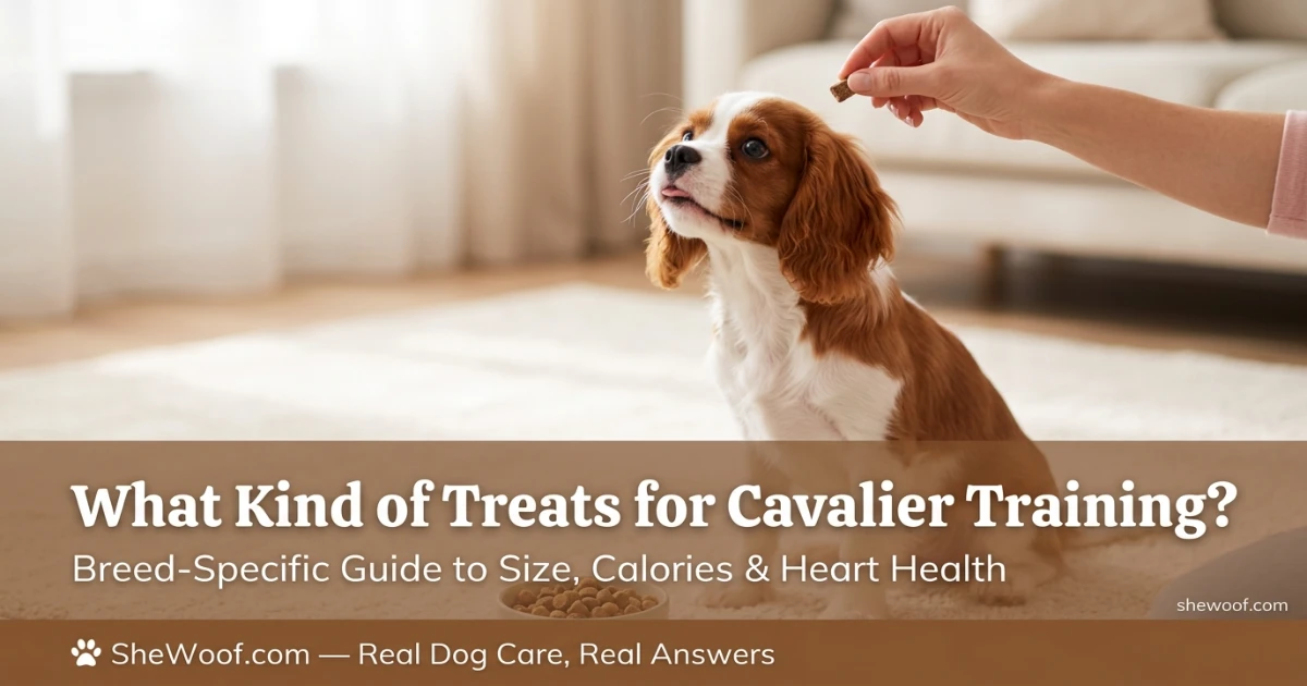 Cavalier King Charles Spaniel puppy looking eagerly at owner's hand holding small training treats