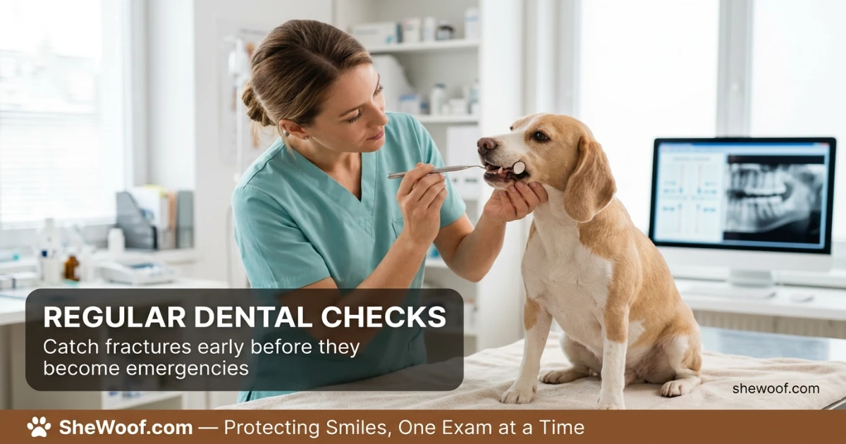 Veterinarian examining a dog's teeth for damage after chewing hard objects