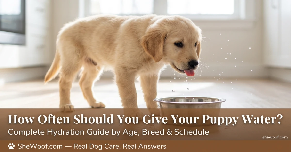 Young puppy happily drinking fresh water from a clean bowl in a bright home