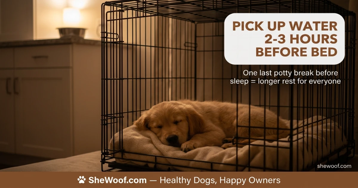 Puppy sleeping peacefully in a crate after a successful potty training routine