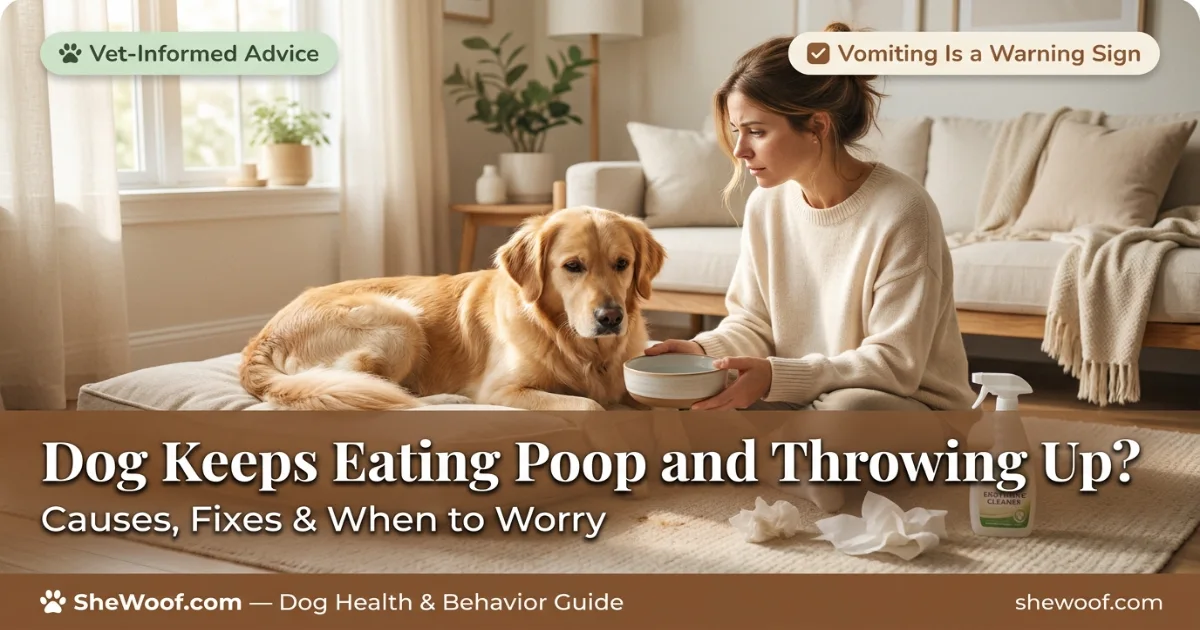 Concerned dog owner watching their dog outside, worried about poop-eating behavior