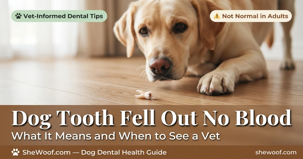 Dog tooth that fell out without blood sitting on a floor near a dog's paw