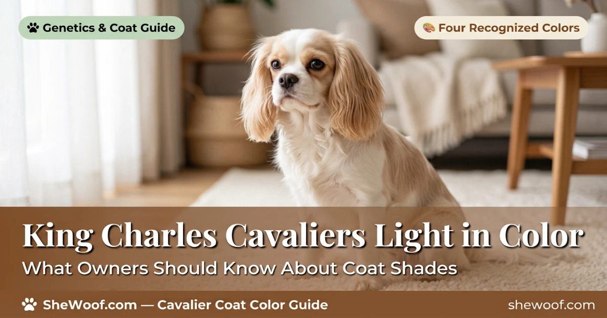 Light-colored Blenheim Cavalier King Charles Spaniel with pale chestnut markings